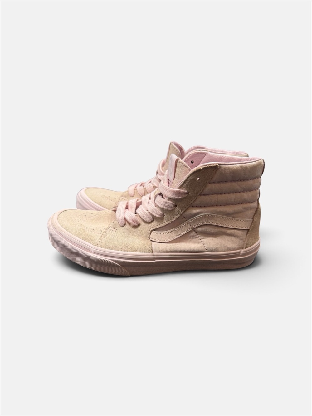 Vans Kids High-Top Sneakers in Light Pink and Beige